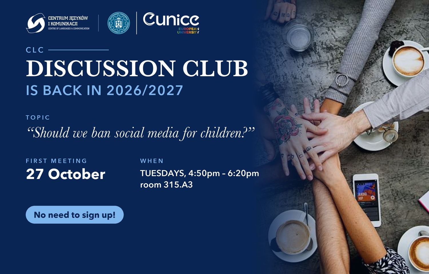grafika zapraszająca na Discussion Club